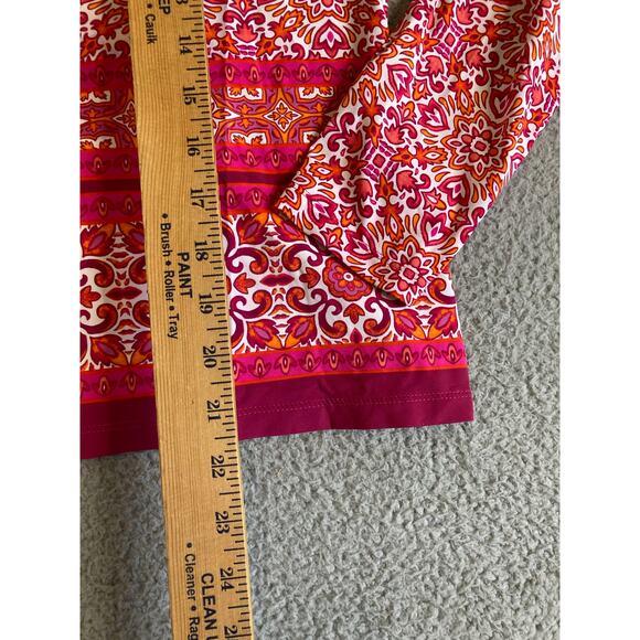 Lands End Top Large Petite Long Sleeve Active Performance Golf Geometri Shirt LP - Picture 10 of 12